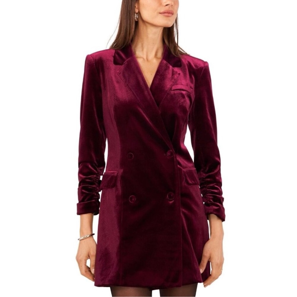 1. State Burgundy Velvet Jacket Dress